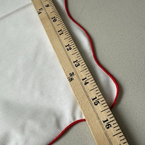 Vintage Oval Tablecloth 9 Napkins Scalloped Cross-Stitched Christmas Holiday - Picture 13 of 16